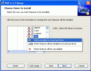 Installing CURL using the PHP Installer
