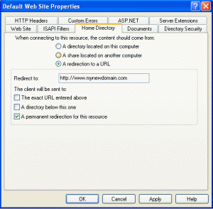 Redirecting a Domain Name in IIS