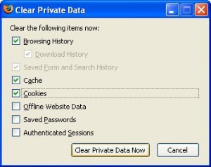 Clear Private Data in Firefox Clear private data in Firefox to fix error message.